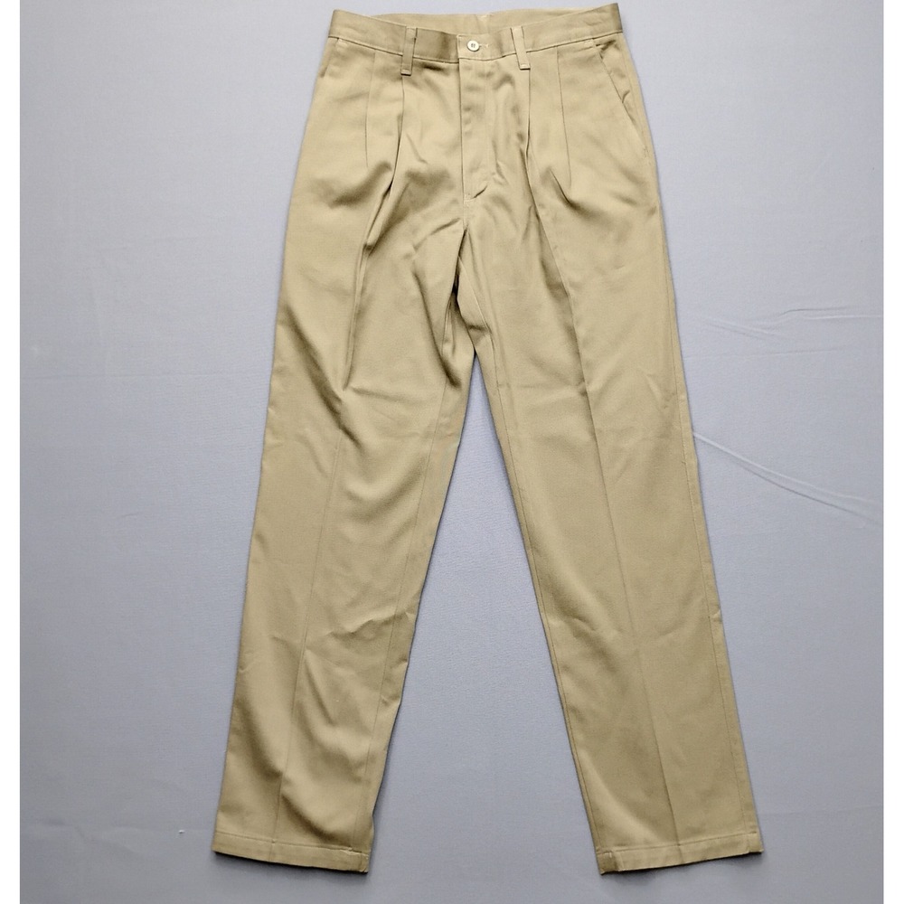 Wrangler Riata Pleated Chinos Mens 31x32 Khaki Tan Cotton Twill Pants 95GO